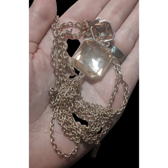 Orange And Rose Gold Brilliant Gemmed Tassel Necklace - Picture 9 of 10